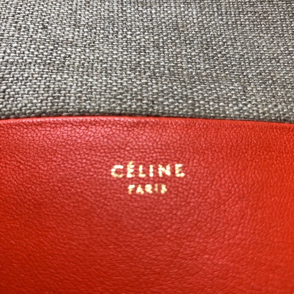 Old CELINE canvas leather pouch clutch orange - Picture 5 of 5